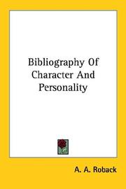 Cover of: Bibliography Of Character And Personality