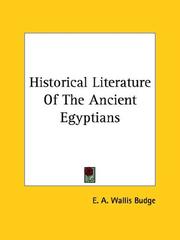 Cover of: Historical Literature Of The Ancient Egyptians