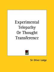 Cover of: Experimental Telepathy Or Thought Transference