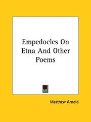 Cover of: Empedocles On Etna by Matthew Arnold