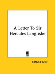 Cover of: A Letter to Sir Hercules Langrishe by Edmund Burke