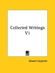 Cover of: Collected Writings V1 by Edward Carpenter