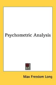 Cover of: Psychometric Analysis by Max Freedom Long