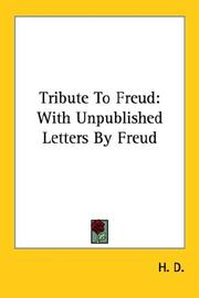 Cover of: Tribute To Freud: With Unpublished Letters By Freud