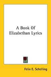 Cover of: A Book Of Elizabethan Lyrics