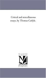 Cover of: Critical and miscellaneous essays, by Thomas Carlyle.