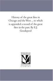 Cover of: History of the great fires in Chicago and the West ... to which is appended a record of the great fires in the past. By E.J. Goodspeed