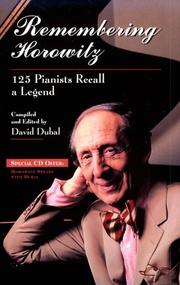 Cover of: Remembering Horowitz by David Dubal
