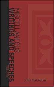 Cover of: Miscellaneous Writings and Speeches, Volume 1
