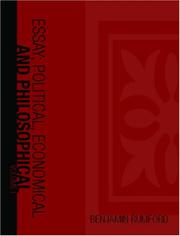 Cover of: Essays; Political, Economical, and Philosophical, Volume 1 (Large Print Edition)