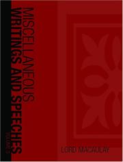Cover of: The Miscellaneous Writings and Speeches, Volume I (Large Print Edition)