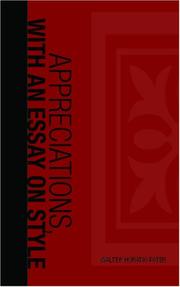 Cover of: Appreciations, with an Essay on Style by Walter Pater, Walter Pater