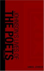 Cover of: Johnson's Lives of the Poets, Volume 1 by Samuel Johnson undifferentiated