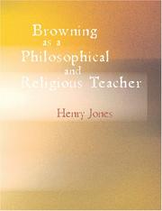 Cover of: Browning as a Philosophical and Religious Teacher (Large Print Edition)