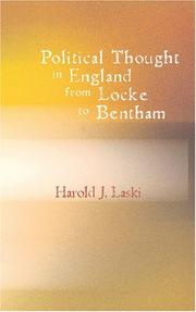 Cover of: Political Thought in England from Locke to Bentham by Harold Joseph Laski