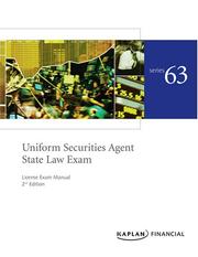 Cover of: Series 63 License Exam Manual (Uniform Securities Agent State Law Exam License Exam Manual (Series)