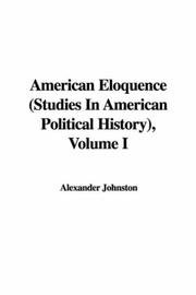 Cover of: American Eloquence (Studies In American Political History), Volume I (Studies in American Political History)