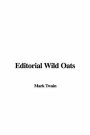 Cover of: Editorial Wild Oats by Mark Twain, Mark Twain