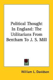 Cover of: Political Thought In England by William Leslie Davidson, William L. Davidson - undifferentiated