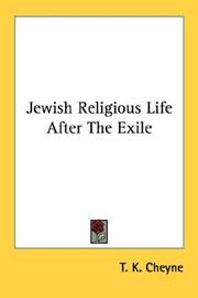 Cover of: Jewish Religious Life After The Exile by T. K. Cheyne