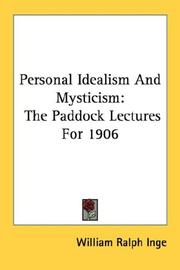 Cover of: Personal Idealism And Mysticism by Inge, William Ralph, Inge, William Ralph