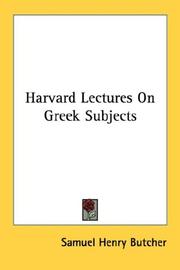 Cover of: Harvard Lectures On Greek Subjects