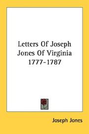 Cover of: Letters Of Joseph Jones Of Virginia 1777-1787