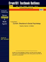 Cover of: Current  Directions In Social Psychology (Cram101 Textbook Outlines - Textbook NOT Included)