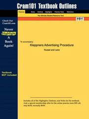 Cover of: Kleppners Advertising Procedure (Cram101 Textbook Outlines - Textbook NOT Included) by Russel, Lane