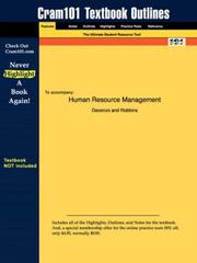 Cover of: Human Resource Management (Cram101 Textbook Outlines - Textbook NOT Included) by Decenzo, Robbins - undifferentiated