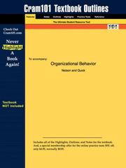 Cover of: Organizational Behavior (Cram101 Textbook Outlines - Textbook NOT Included) by Nelson, Quick