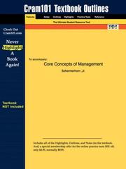 Cover of: Core Concepts of Management | Schermerhorn Jr.