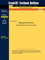 Cover of: Managerial Economics (Cram101 Textbook Outlines - Textbook NOT Included) by Mansfield, Allen., Doherty, Weig