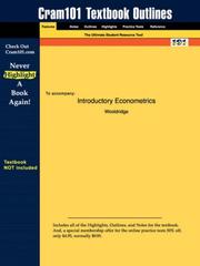 Cover of: Introductory Econometrics