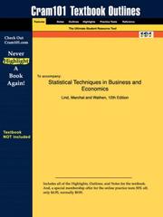 Statistical Techniques in Business and Economics (Cram101 Textbook Outlines - Textbook NOT Included)