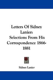 Cover of: Letters Of Sidney Lanier | Sidney Lanier