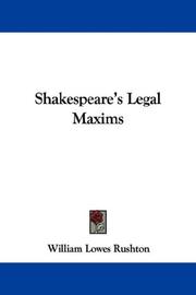 Cover of: Shakespeare's Legal Maxims by William Lowes Rushton
