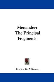 Cover of: Menander: The Principal Fragments