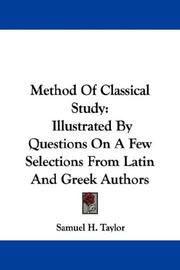 Cover of: Method Of Classical Study by Samuel H. Taylor