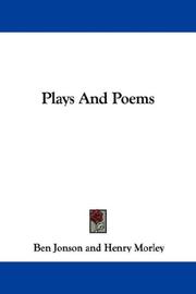 Cover of: Plays And Poems by Ben Jonson