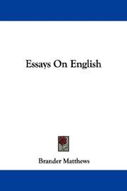 Cover of: Essays On English by Brander Matthews, Brander Matthews