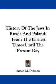 Cover of: History Of The Jews In Russia And Poland | Simon M. Dubnow