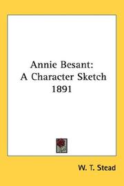 Cover of: Annie Besant: A Character Sketch 1891