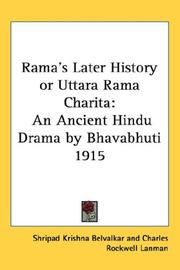 Cover of Rama's Later History or Uttara Rama Charita by Unknown