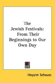 Cover of: The Jewish Festivals | Hayyim Schauss