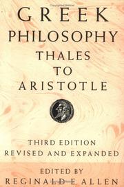 Cover of: Greek Philosophy: Thales to Aristotle (Readings in the History of Philosophy)