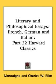 Cover of: Literary and Philosophical Essays: French, German and Italian by Michel de Montaigne