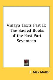 Cover of: Vinaya Texts Part II: The Sacred Books of the East Part Seventeen (Sacred Books of the East)
