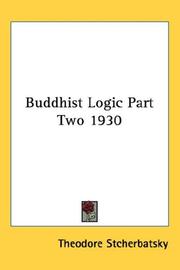 Cover of: Buddhist Logic Part Two 1930 by Theodore Stcherbatsky