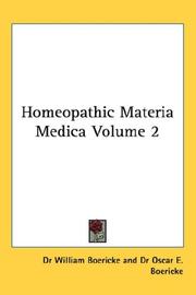 Cover of: Homeopathic materia medica: Volume 2